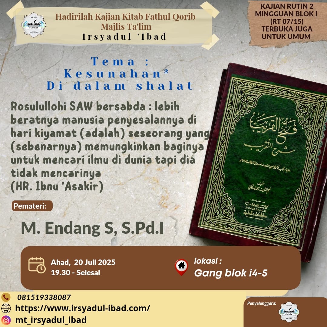 Kegiatan Kajian - Kesunahan² di Dalam Shalat