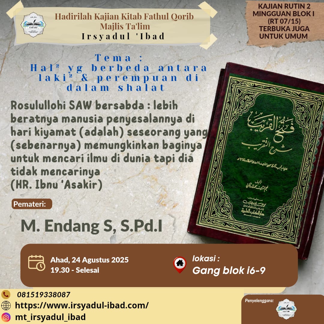 Undangan Kajian - Hal² Yang Berbeda Antara Laki-laki dan Perempuan di Dalam Shalat